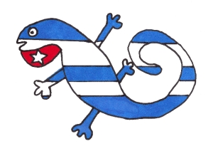 CUBATIJA ENAMORADA, la Bandera de ABRACALIBRO, idea de Josan Caballero, ilustrada por Piero Gemelli.