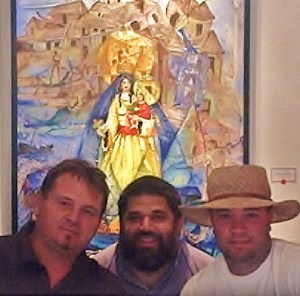 La Virgen Oshún con sus tres juanes artísticos: Ignacio Pérez Vázquez, José Antonio Gutiérrez Caballero y Noelio González