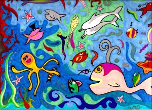 LA PECERA MAGICA, una ilustración de Piero Gemelli, para ser colocada en una de las paredes del Centro Cultural Vocacional Infantil de Miami, que se presenta como uno de los proyectos más loables de este 2009 para ABRACALIBRO International Publishers