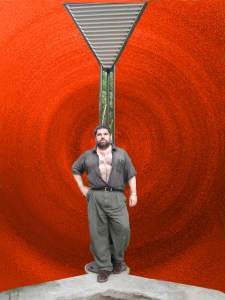 Josan Caballero como un Prometheus en el vórtice de la luz.