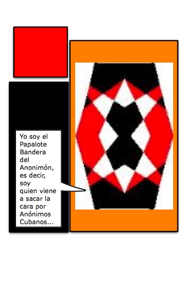 Segunda Versión Macho, del Papalote Bandera, para el Blog de los Anónimos Cubanos, por Piero y Josán, con historieta de Josán Caballero.