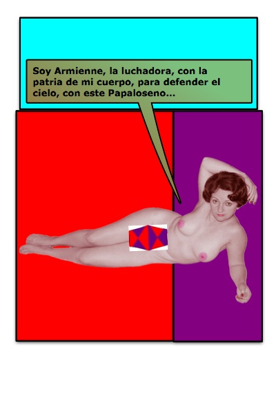 Segundo Papalote con Bandera, de Armienne, para su Blog El Desnudo en el Arte, hecho por Piero y Josán, con historieta de Josán Caballero.