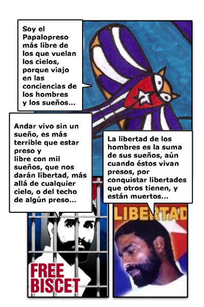 Homenaje a los presos políticos y de conciencia, en la persona de Oscar Biscet, historieta de Josán Caballero.