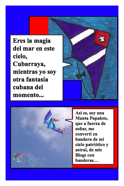 Versión del Papalote con Bandera invertido del Blog con Banderas, hecha por Piero y Josán, con historieta de Josán Caballero.