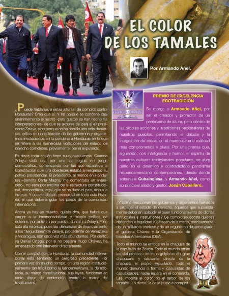 Una página de la Revista BRUJULAR DE MIAMI, en donde se le otorga el Premio EGO de Excelencia al periodista Armando Añel, del Blog CUBA INGLESA.