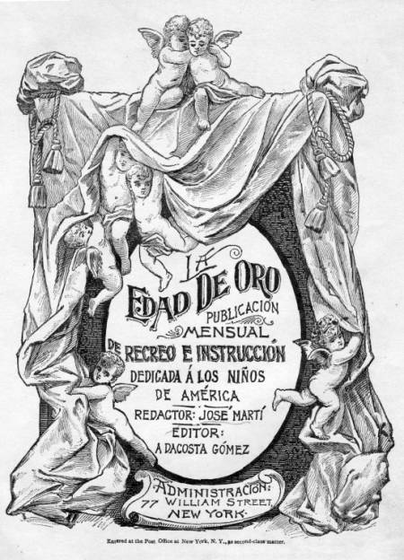 Portada Anunciadora de LA EDAD DE ORO, de José Martí, 1889.