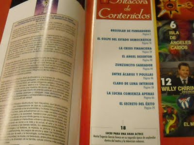 Indice de la Revista BRUJULAR DE MIAMI, que tiene 74 páginas y cuesta 3 dólares. Puede comprarse en este blog.