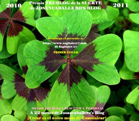 Premio TREBLOG DE LA SUERTE, de Josancaballero's Blog, Primer Lugar Categoria Cuatro